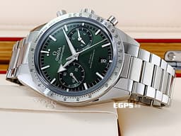 OMEGA 歐米茄 超霸57系列 CO‑AXIAL MASTER CHRONOMETER 33210415110001 綠色面盤 不鏽鋼材質 計時碼錶 <font color=#FF0000> 2022保單 同軸擒縱 大師天文台計時腕錶</font> 40.5mm