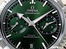 OMEGA 歐米茄 超霸57系列 CO‑AXIAL MASTER CHRONOMETER 33210415110001 綠色面盤 不鏽鋼材質 計時碼錶 <font color=#FF0000> 2022保單 同軸擒縱 大師天文台計時腕錶</font> 40.5mm