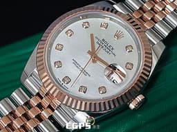ROLEX 勞力士 Datejust 41 蠔式日誌型 DJ41 126331NG 18K永恆玫瑰金&amp;不鏽鋼材質 半金款 <font color="#05f0f0">停產&nbsp;原廠鑽石時標
珍珠貝母面盤</font>&nbsp;<font color="#ff0000">2020年新式綠卡 紀念型（Jubilee）五銖錶帶</font> 自動上鍊 41mm