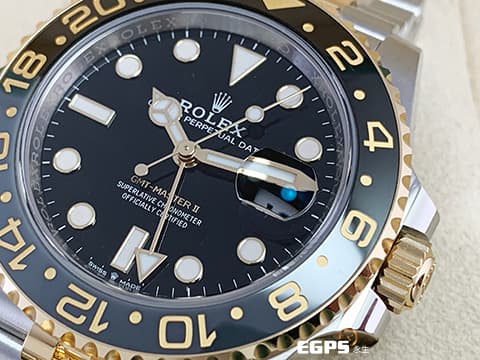 ROLEX 勞力士 GMT-Master II 格林威治型 126713GRNR 灰黑雙色陶瓷錶圈 皮蛋圈 126713 GRNR 18K黃金 半金款 兩地時間 2024年保卡 紀念型（Jubilee）五銖錶帶 自動上鍊 40mm