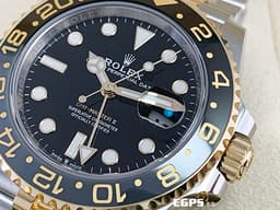 ROLEX 勞力士 GMT-Master II 格林威治型 126713GRNR <font color=#9c9893>灰</font><font color=#4F4F4F>黑</font>雙色陶瓷錶圈 皮蛋圈 126713 GRNR <font color=#f5dea8>18K黃金 半金款</font> 兩地時間 <font color=#FF0000>2024年保卡 紀念型（Jubilee）五銖錶帶</font> 自動上鍊 40mm