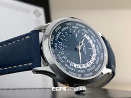 Patek Philippe PP 百達翡麗 5230P-001 PT950鉑金材質 5230 P 世界時間 日夜顯示 <font color=#FFFFFF>藍色編織波紋圖案面盤</font> Calatrava Cross折疊帶扣 <font color=#ff00ff>PP世界時區 停產款 2022年保單 </font> PP印記 <font color=#FFFF33> 此錶歡迎各路錶友以PP、AP、勞力士 來店交換，本店將以最高價評估～</font> 自動上鍊 38.5mm