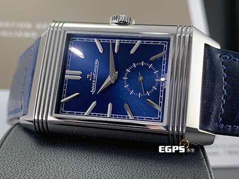 Jaeger Le-Coultre 積家 REVERSO TRIBUTE DUOFACE Q3988482 JLC傳承經典馬球POLO精神~ 特色獨特雙時區翻轉REVERSO工藝  耐操百搭 不銹鋼材質 高水準工藝~品味人士的優先選擇~   耀眼湛藍色面盤 2024年保單  手動上鍊 47 X 28.3mm