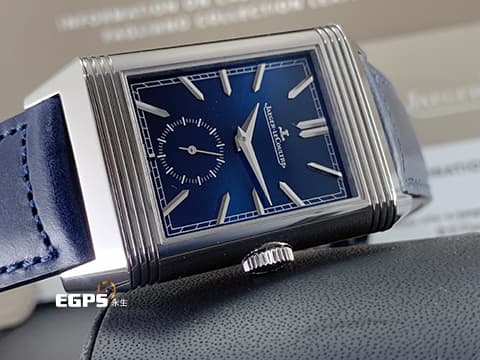 Jaeger Le-Coultre 積家 REVERSO TRIBUTE DUOFACE Q3988482 JLC傳承經典馬球POLO精神~ 特色獨特雙時區翻轉REVERSO工藝  耐操百搭 不銹鋼材質 高水準工藝~品味人士的優先選擇~   耀眼湛藍色面盤 2024年保單  手動上鍊 47 X 28.3mm