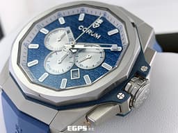 CORUM 崑崙 Admiral's Cup 海軍上將 132.211.04/F373 AB51 <font color="#4169e1">海洋藍色格紋面盤</font>&nbsp;Admiral AC-ONE 45 海軍上將  鈦金屬計時款腕錶 <font color="#FF0000">2022年保單 獨特全球限量100只&nbsp;</font>自動上鍊 45mm