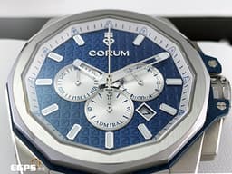 CORUM 崑崙 Admiral's Cup 海軍上將 132.211.04/F373 AB51 <font color="#4169e1">海洋藍色格紋面盤</font>&nbsp;Admiral AC-ONE 45 海軍上將  鈦金屬計時款腕錶 <font color="#FF0000">2022年保單 獨特全球限量100只&nbsp;</font>自動上鍊 45mm
