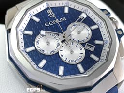 CORUM 崑崙 Admiral's Cup 海軍上將 132.211.04/F373 AB51 <font color="#4169e1">海洋藍色格紋面盤</font>&nbsp;Admiral AC-ONE 45 海軍上將  鈦金屬計時款腕錶 <font color="#FF0000">2022年保單 獨特全球限量100只&nbsp;</font>自動上鍊 45mm