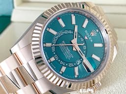 ROLEX 勞力士 Sky-Dweller 蠔式 天行者 336935 <font color=#46afc8>最新9002新機芯 藍綠色面盤</font> 永恆玫瑰金 沙羅系統 年曆錶 兩地時區 經典三角坑紋錶圈 <font color=#FF0000>2024年保卡 蠔式（Oyster）三節錶帶</font> 自動上鍊 42mm