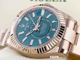 ROLEX 勞力士 Sky-Dweller 蠔式 天行者 336935 <font color=#46afc8>最新9002新機芯 藍綠色面盤</font> 永恆玫瑰金 沙羅系統 年曆錶 兩地時區 經典三角坑紋錶圈 <font color=#FF0000>2024年保卡 蠔式（Oyster）三節錶帶</font> 自動上鍊 42mm