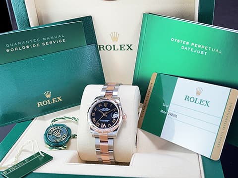 ROLEX 勞力士 Datejust 178341 VI  黑色面盤 玫瑰金 原鑲鑽石 市面稀少 與眾不同 魔幻炫黑色面盤  半金 女錶 31mm