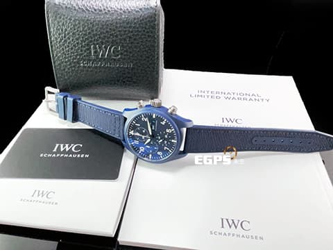 IWC 萬國 Pilot`s Chronograph 飛行員系列 IW389404「TOP GUN」海軍空戰部隊 計時碼表 星期、日期顯示 藍色陶瓷材質「Oceana」特別版 飛行錶 2024年保單 自動上鍊 41.9mm
