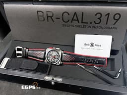 BELL & ROSS 柏萊士 INSTRUMENTS BR03-94 AERO GT RED 概念跑車款<font color=#FF0000> 全球限量500只 全新客製化黑色穿孔搭配紅色滾邊小牛皮錶帶 </font> 鏤空腕錶 自動上鍊 42mm