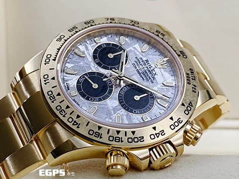 ROLEX 勞力士 Daytona 迪通拿 116508 18K黃金材質&nbsp;停產絕版款 獨一無二隕石面盤 2023年保卡 自動上鍊 40mm