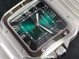 CARTIER 卡地亞 Santos de Cartier 山度士 WSSA0062 <font color="#7dd146">綠色太陽紋面盤</font> 大型 不鏽鋼材質&nbsp;<font color="#FF0000"> 快拆式錶帶 附原廠綠色皮帶 2024年保卡&nbsp;</font>自動上鍊 40mm