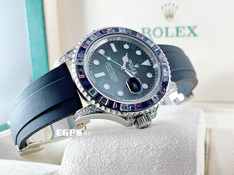 ROLEX 勞力士 Yacht-Master 40 蠔式 遊艇名仕型 116622 精鑲126679SABR 獨特寶石框、鑽石錶耳、客製化黑色面盤 126679 SABR  搭配客製化橡膠錶帶 可換回不銹鋼鍊帶 不鏽鋼 自動上鍊 40mm