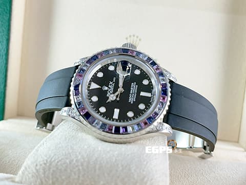 ROLEX 勞力士 Yacht-Master 40 蠔式 遊艇名仕型 116622 精鑲126679SABR 獨特寶石框、鑽石錶耳、客製化黑色面盤 126679 SABR  搭配客製化橡膠錶帶 可換回不銹鋼鍊帶 不鏽鋼 自動上鍊 40mm