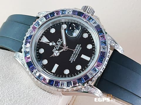 ROLEX 勞力士 Yacht-Master 40 蠔式 遊艇名仕型 116622 精鑲126679SABR 獨特寶石框、鑽石錶耳、客製化黑色面盤 126679 SABR  搭配客製化橡膠錶帶 可換回不銹鋼鍊帶 不鏽鋼 自動上鍊 40mm