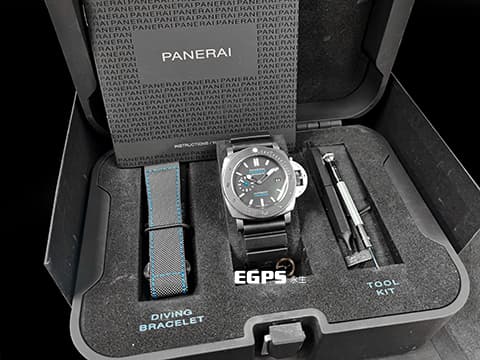 PANERAI 沛納海 Submersible PAM01389 三日鍊 鈦金屬 PAM1389 陶瓷圈 藍色字體面盤 2019年保單 配件齊全  潛水錶 自動上鍊 47mm