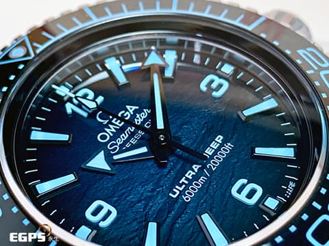 OMEGA 歐米茄 Seamaster 海馬王 215.30.46.21.03.002 PLANET OCEAN 6000米系列 21530462103002 海神波塞頓 Ultra Deep 6000米深淵的極致王者 SUMMER BLUE面盤致敬挑戰者深淵 2024年保單   自動上鍊 45.5mm