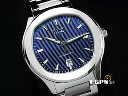 PIAGET 伯爵 Piaget Polo Date G0A41002 不鏽鋼材質 <font color="#FF0000">2025年卡</font>&nbsp;<font color="#4169e1">藍色雕紋面盤 百搭易襯、標誌性的枕形錶殼造型，搭上暗夜藍橫向雕紋面盤散發出令人心動的高貴感</font> 自動上鍊 42mm