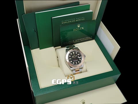 ROLEX 勞力士 Yacht-Master 遊艇名仕型 126621 黑色面盤 永恆玫瑰金 半金款 3235機芯 2023年新式綠卡 自動上鍊 40mm