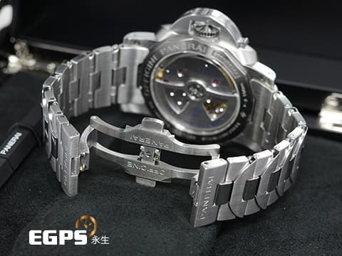 PANERAI 沛納海 Luminor Marina 1950 PAM00722 三日鍊 PAM722 小秒針 菸草色時標 經典三明治面盤 透明錶背 鍊帶款 2021年保單 台灣公司貨 自動腕錶 42mm