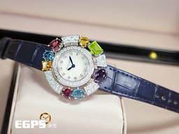BVLGARI 寶格麗 Allegra系列 彩寶 103499 18K白金材質&nbsp;<font color="#05f0f0">原廠繽紛寶石華麗美鑽 珍珠母貝面盤</font> <font color="#ff00ff">絕美艷麗 貴婦名媛專用首選 亮麗七炫彩色寶石錶圈</font> <font color="#FF0000">2026年保卡 官方訂價：約1,124,000元</font>&nbsp;石英機芯 36mm