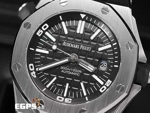 Audemars Piguet 愛彼 AP錶 Royal Oak Offshore Diver 皇家橡樹 離岸型 15710ST.OO.A002CA.01 黑呆 大三針 15710 ST 透背款 2016年保單  潛水錶 自動上鍊 42mm