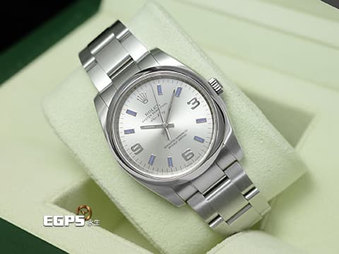 ROLEX 勞力士 Oyster Perpetual 蠔式恆動型 Air-King 114200 空中霸王 藍色柱狀時標 自動上鍊 34mm