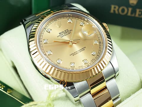 ROLEX 勞力士 Datejust DJ41 116333G 116333 18K黃金搭配不鏽鋼材質 半金款 原廠鑽石時標  香檳金色面盤  自動上鍊 41mm
