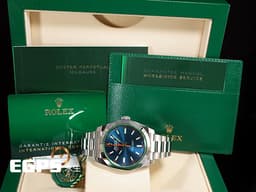 ROLEX 勞力士 Milgauss 抗磁 116400GV Z Blue <font color="#f49c62">閃電秒針</font>&nbsp;<font color="#67f96a">停產款&nbsp;綠玻璃</font> <font color="#05f0f0">藍色面盤</font> <font color="#FF0000"> 2023年保卡</font>&nbsp;自動上鍊 40mm