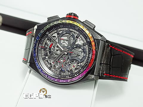 ZENITH 真力時 El Primero 21 Rainbow 33.9002.9004/96.R580  原廠彩虹寶石外框  2018年保卡 全球限量50只！  1/100秒計時碼錶機芯  44mm