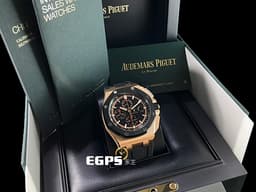 Audemars Piguet 愛彼 AP錶 Royal Oak Offshore <font color="#ff0000">2019年新卡</font> 皇家橡樹 離岸型 ROO 計時碼表 <font color="#f3baa1">26401 RO 玫瑰金 大金貓&nbsp;</font>26401RO.OO.A002CA.02<font color="#fafa01"> 搭配原廠黑色紡織紋橡膠錶帶</font> 陶瓷框&nbsp;自動上鍊 44mm