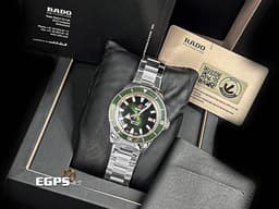 RADO 雷達 Captain Cook 庫克船長 R32105313 大三針 <font color=#009100>綠色陶瓷錶圈 綠色面盤 綠水鬼</font> 不鏽鋼 <font color=#FF0000> 2024年保單 </font> 潛水錶 自動上鍊 42mm