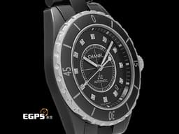 CHANEL 香奈兒 J12 Black Ceramic H1626 經典 <font color="#05f0f0">黑陶瓷 專利不鏽鋼蝴蝶扣 原廠鑲嵌鑽石時標</font> 自動上鍊 38mm