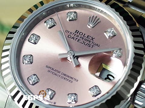 ROLEX 勞力士 DateJust 279174 蠔式日誌型 不鏽鋼材質 原廠鑽石時標粉紅色面盤&nbsp;2023年新式保卡 紀念型錶帶 自動上鍊 28mm