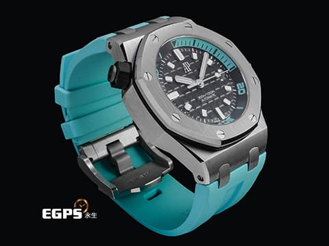 Audemars Piguet 愛彼 AP錶 Royal Oak Offshore Diver 皇家橡樹 離岸型 15720ST.OO.A355CA.01 ROO Tiffany色計時內圈 原廠橡膠錶帶 不鏽鋼材質 2026年保卡 錶帶快拆系統 僅試帶極新品 自動上鍊 42mm
