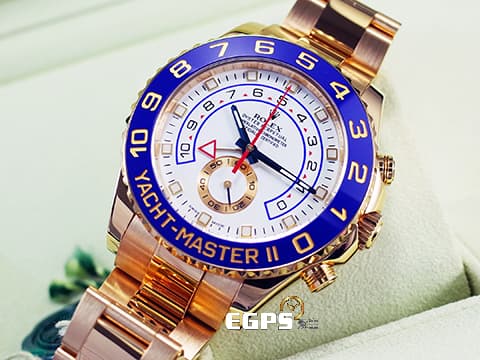 ROLEX 勞力士 Yacht-Master II 蠔式 遊艇名仕型 116688 絕版藍鋼指針面盤 藍色陶瓷錶圈 帆船 倒數 計時碼表 18K黃金材質 全金大遊艇 2017年保單 自動上鍊 44mm