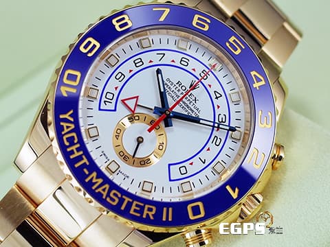 ROLEX 勞力士 Yacht-Master II 蠔式 遊艇名仕型 116688 絕版藍鋼指針面盤 藍色陶瓷錶圈 帆船 倒數 計時碼表 18K黃金材質 全金大遊艇 2017年保單 自動上鍊 44mm