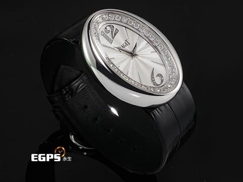 PIAGET 伯爵 LIMELIGHT G0A32099 18K白金材質 可旋轉原廠鑲嵌36顆鑽石錶圈(約1.1克拉) 原廠鑲嵌20顆鑽石12、6時標(約0.03克拉) 新錶訂價:約1,093,000元 石英機芯 40x31mm
