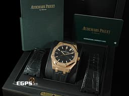 Audemars Piguet 愛彼 AP錶 Royal Oak 皇家橡樹 15500OR.OO.D002CR.01 <font color="#ec8e22">玫瑰金材質</font> 搭配Rubber B橡膠錶帶 15500 OR 經典黑色格紋面盤 大三針 <font color="#FF0000">2021年保卡 </font> 自動上鍊 41mm