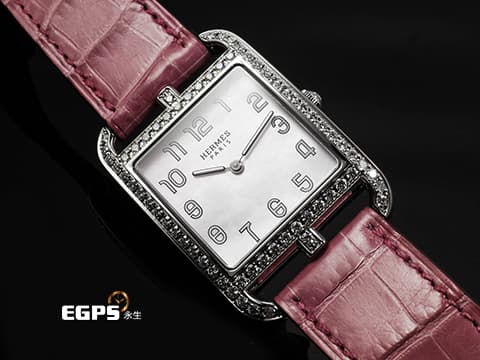 HERMES 愛馬仕 HEURE H 系列 CC2.730.216 不鏽鋼材質 H型錶殼 白色珍珠貝母面盤 原廠鑲嵌鑽石錶圈 台灣公司貨 石英機芯 29mm