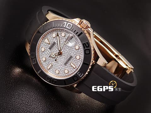 ROLEX 勞力士 Yacht-Master 遊艇名仕 中型  268655 18K永恆玫瑰金材質 原廠鑲嵌滿天星鑽石面盤 2023年保卡 自動上鏈 37mm