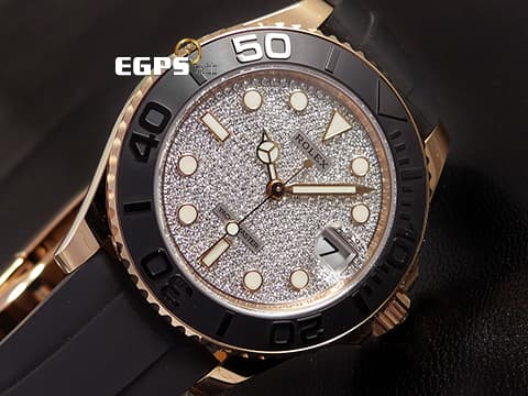 ROLEX 勞力士 Yacht-Master 遊艇名仕 中型  268655 18K永恆玫瑰金材質 原廠鑲嵌滿天星鑽石面盤 2023年保卡 自動上鏈 37mm