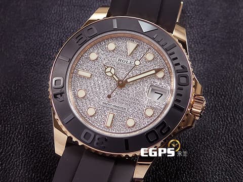ROLEX 勞力士 Yacht-Master 遊艇名仕 中型  268655 18K永恆玫瑰金材質 原廠鑲嵌滿天星鑽石面盤 2023年保卡 自動上鏈 37mm