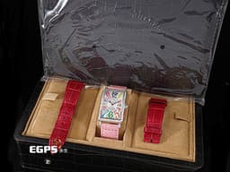 Franck Muller 法蘭穆勒 FM Long Island系列 952 QZ COL DRM D 1R <font color="#a0ccee">原廠鑲鑽</font> 不鏽鋼 <font color="#ff0000">Color Dreams 彩色阿拉伯數字時標</font> 952QZ 石英腕錶 26x44 mm