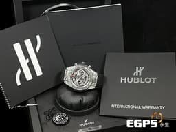 HUBLOT 宇舶 Big Bang Unico 45 Titanium 大爆炸 411.NE.2010.LR.JSM15 鈦金屬 飛返 計時碼表 <font color="#FF0000">精鑲鑽石、梯鑽錶框、鑽石時標 鏤空面盤</font> 自動上鍊 45mm