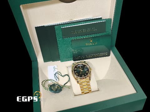 ROLEX 勞力士 DAY-DATE 40 蠔式 星期日曆型 228238 最新款 煙燻綠 漸變綠面盤 18K黃金材質 2025年保卡 DD40 自動上鏈 40mm