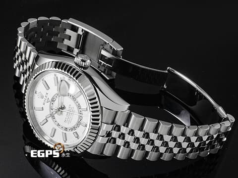 ROLEX 勞力士 Sky-Dweller 蠔式 天行者 336934 最新9002機芯 白色面盤 沙羅系統 年曆錶 兩地時區 經典三角坑紋錶圈 2025年保卡 紀念型(Jubilee)五銖錶帶 自動上鍊 42mm