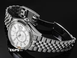 ROLEX 勞力士 Sky-Dweller 蠔式 天行者 336934 <font color="#ededed">最新9002機芯 白色面盤</font> 沙羅系統 年曆錶 兩地時區 經典三角坑紋錶圈 <font color="#FF0000">2025年保卡 紀念型(Jubilee)五銖錶帶</font> 自動上鍊 42mm